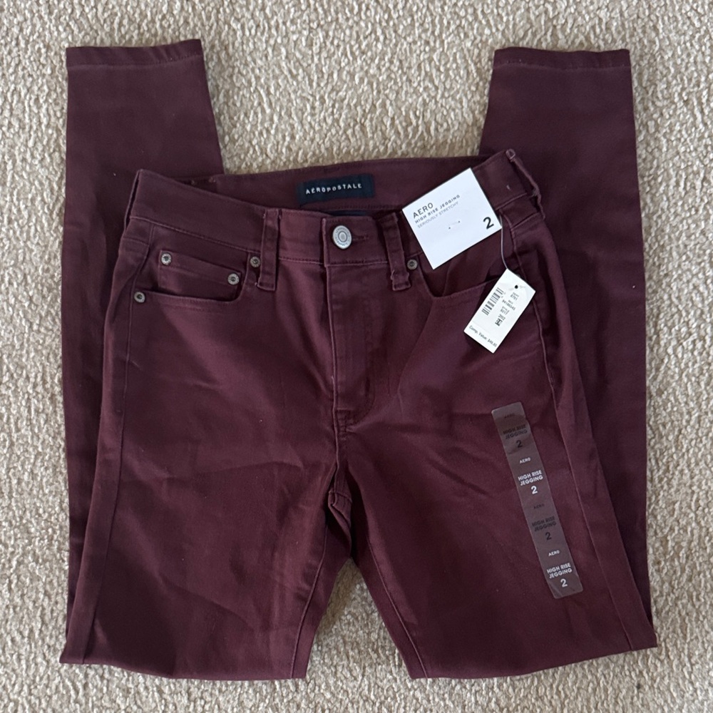 Aeropostale High Rise Jegging Women's Burgundy Skinny Jeans